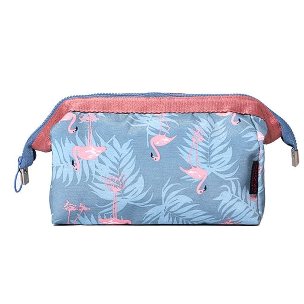 Toiletry Kit Women Jewelry Organizer Electronics Accessories Hard Drive Carry Case Portable Cube Purse (Grey Flamingo)-image-26