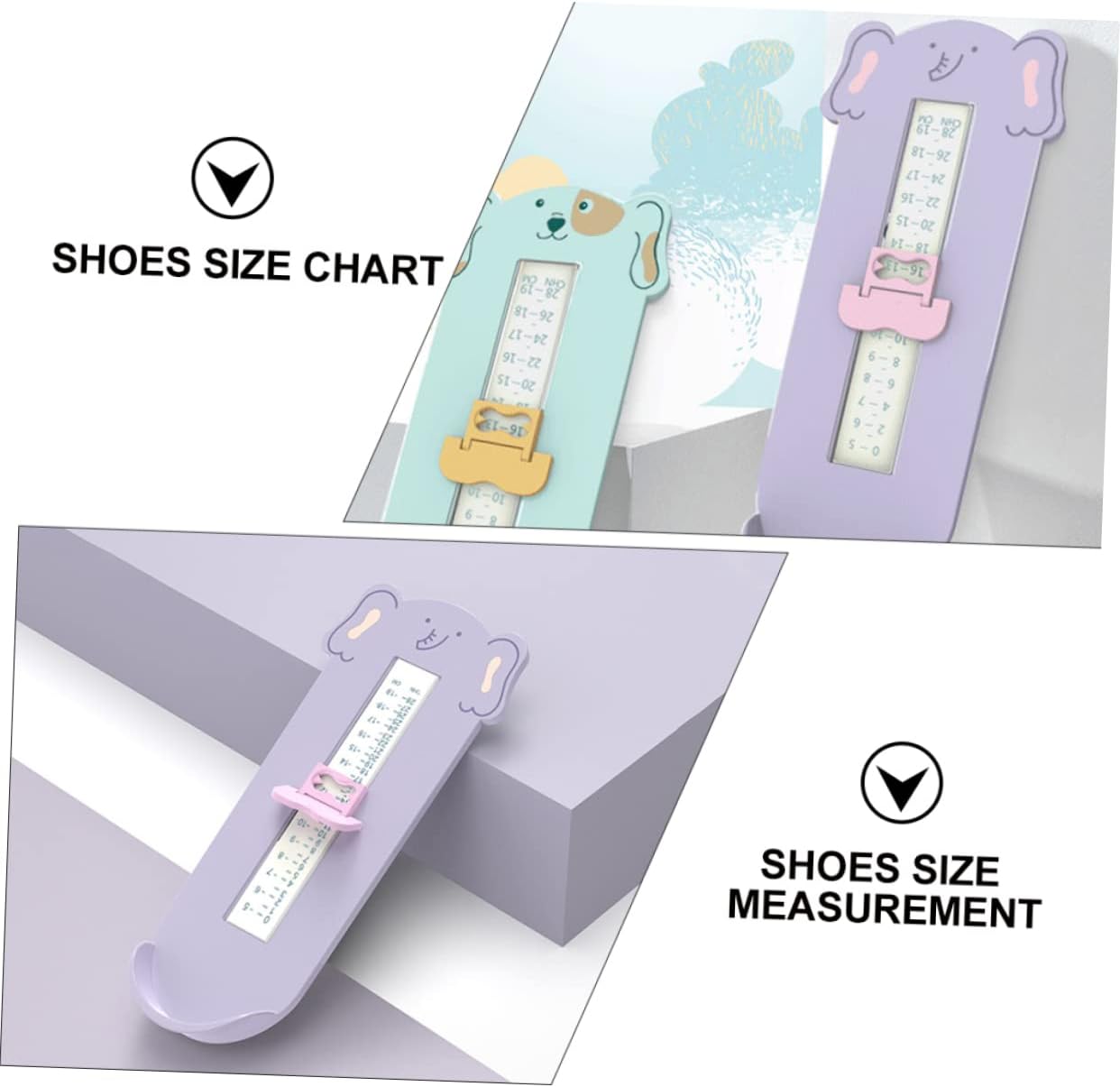 SHOWERORO Shoes Size Measurement Tool Baby Shoe Measuring Device Cartoon Elephant Colorful Accurate Enhance Shopping Experience