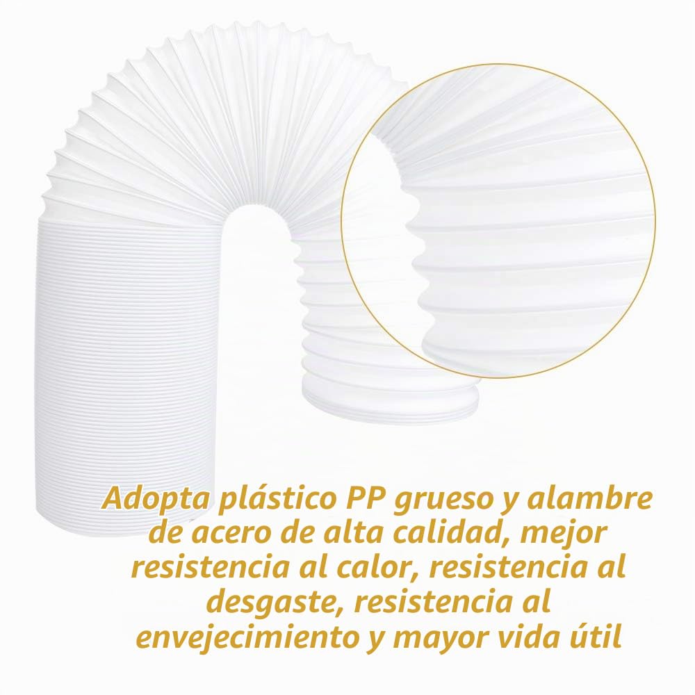 Manguera de Escape Universal para Aire Acondicionado, Manguera Flexible de ventilación 5.9 Pulgadas de diámetro con Rosca en Sentido antihorario para Aire Acondicionado portátil, Manguera