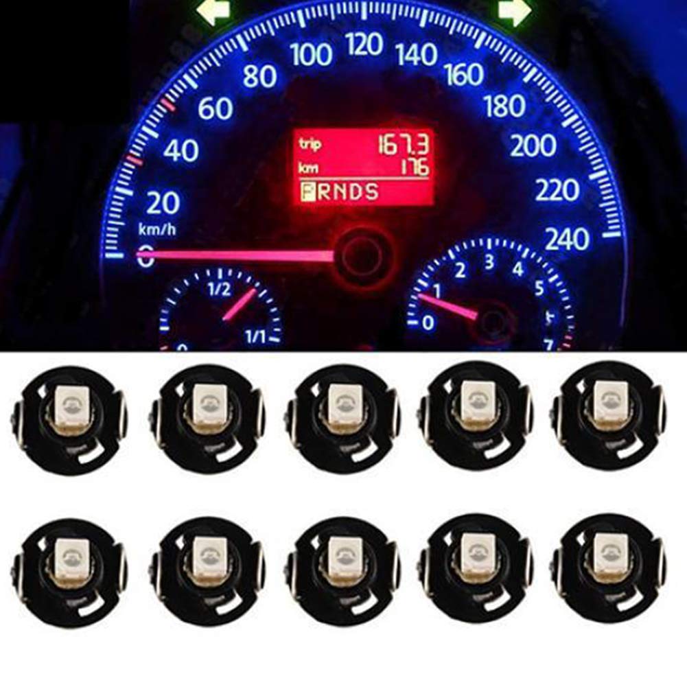 Lampade LED per Cruscott, 10Pcs T4.2 12V LED Lampadina Strumento Auto Cruscotto Meter Luci di Pannello Lampade T4.2 White