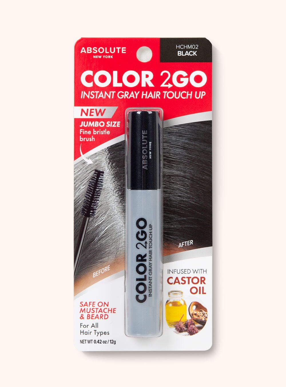 Absolute New YorkColor 2 Go Hair Mascara (HCHM02 Black, .42 oz)
