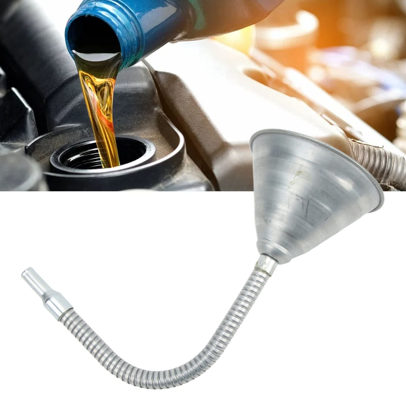 Imbuto di Adescamento, Imbuto di Adescamento Universale in Acciaio Al Carbonio con Tubo Flessibile da 330 Mm/12,99 Pollici per Auto Moto Camion