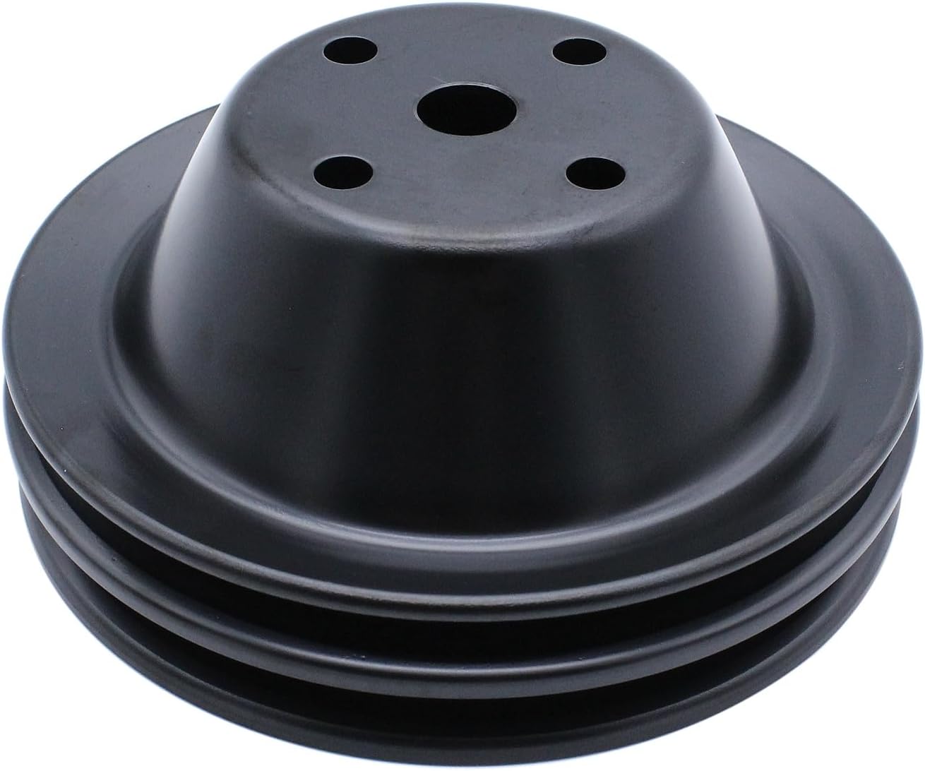 BestParts 3PCS Black Aluminum Double Groove Water Pump; Triple Groove Crankshaft; Double Groove Power Steering Pump Pulley Kit Compatible with SBC Chevy 283-350 Long Water Pump