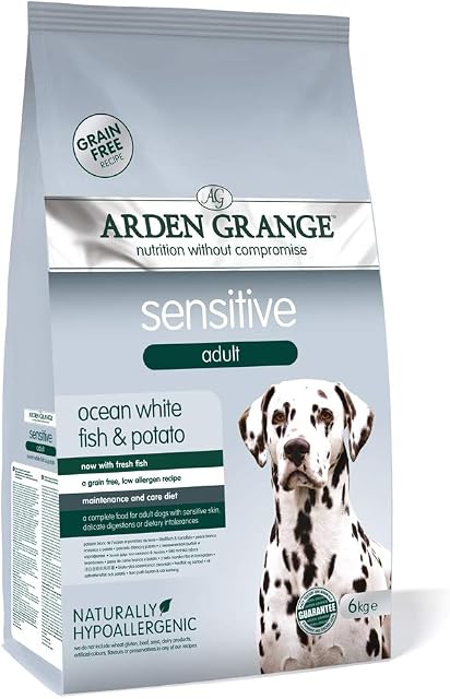 Arden Grange Sensitive Adult Dry Dog Food Grain Free with Fresh Ocean White Fish and Potato, 6 kg