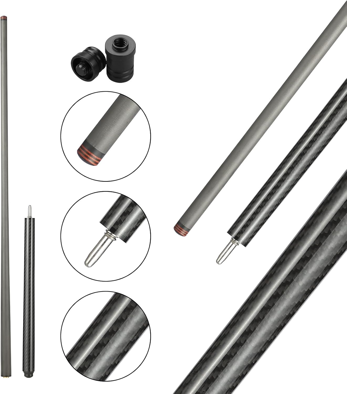 Carbon Fiber Jump Pool Cue Stick, 42" Pool Table Sticks, 13.5mm Tip Jump Carbon Fiber cue, Weight 16OZ Cue Stick