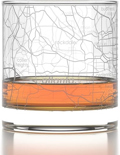 Vista 303 de Well Told Vaso grabado de Washington DC Map Rocks, vidrio de whisky antiguo (11 onzas, transparente), regalo para los amantes del whisky 147-Claro