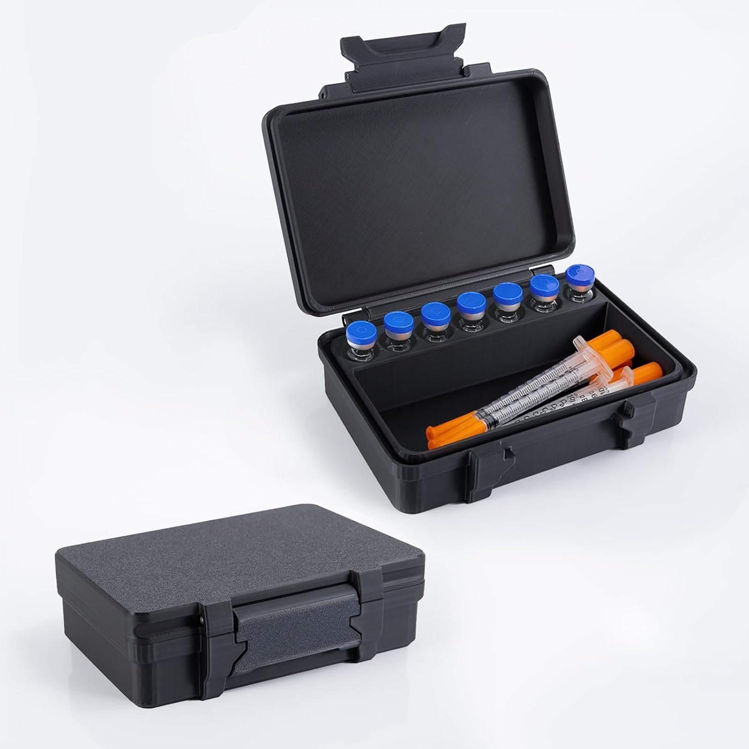 7 Slots 3ml Vial and Syringe Case, Empty Hard Shell Peptide Case for Fridge, Travel Safe Organizer