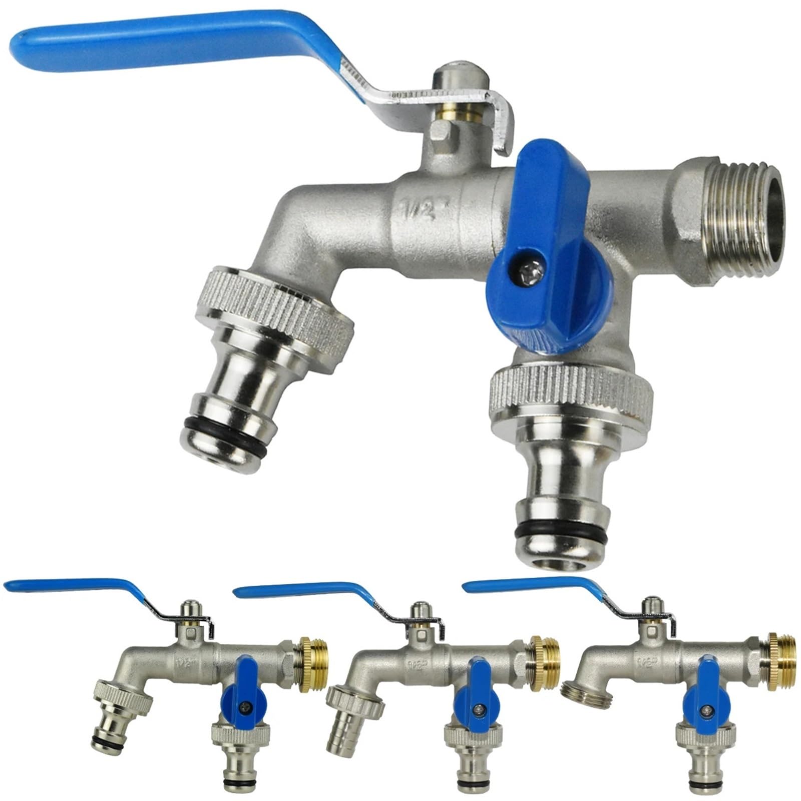 Adaptador de grifo de latón de repuesto para jardín, conector de tanque de agua IBC de 1/2 pulgada, válvula de bola de manguera de riego de 2 vías (SPL11-591-1PCS)