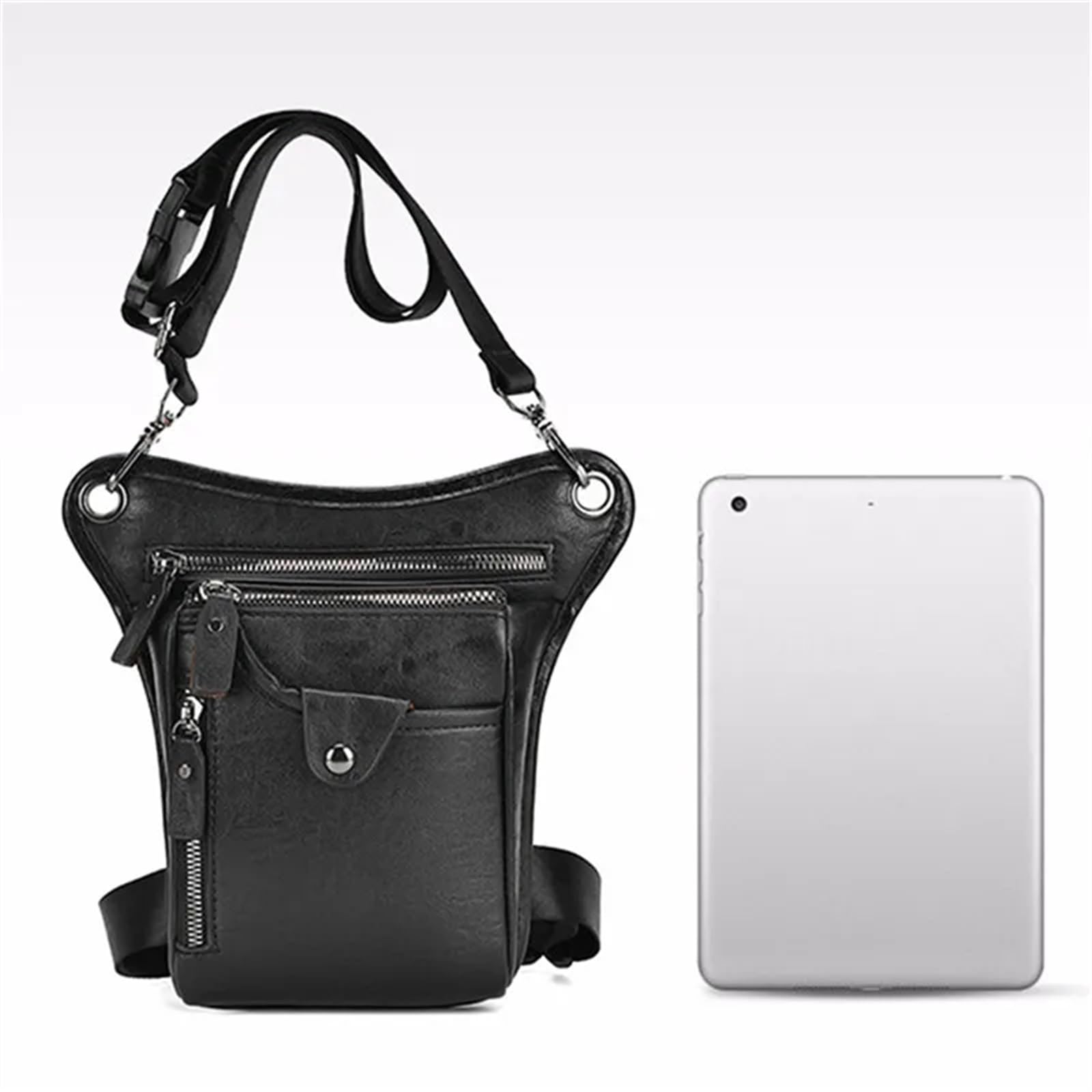 Sacoche de Jambe Moto Imperméable Sac Banane Vintage en Cuir PU for Homme et Femme, Sacoche Multifonction for Moto, vélo, randonnée, Camping