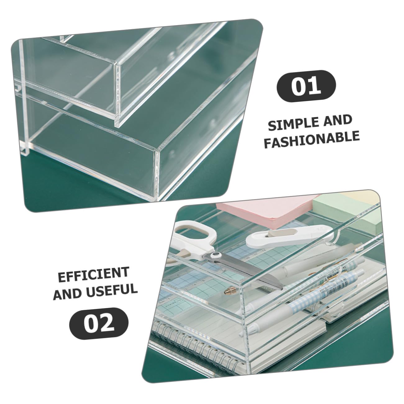 Organizador de Escritorio Transparente Acrílico Resistente para Almacenaje de Cosméticos Joyería y Papelería Caja de Mesa Compacta y Fácil de Limpiar