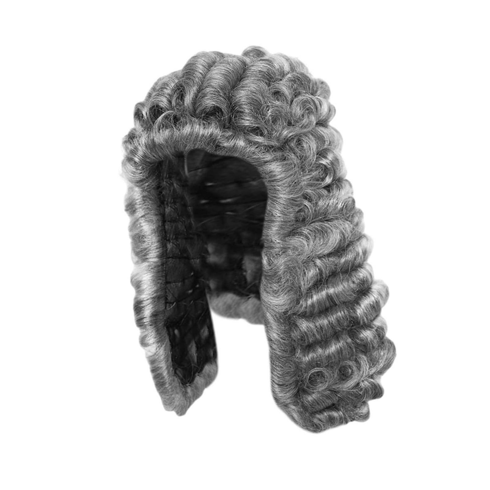 Baoblaze Synthetic Barrister Judge Lawyer Costume Traditional Curled Style With Long Side Sections And Comfortable Suitable for theater historical reenactment, Gray