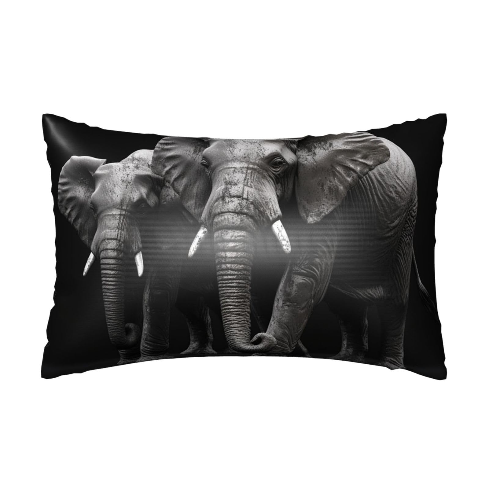 Satin Pillowcase for Hair and Skin, 3D Gray Elephant Pillow Case Queen Size 20x30 Inches, Cooling Silky Pillowcases with Zipper Ultra Smooth and Soft Pillow Cover for Sleeping