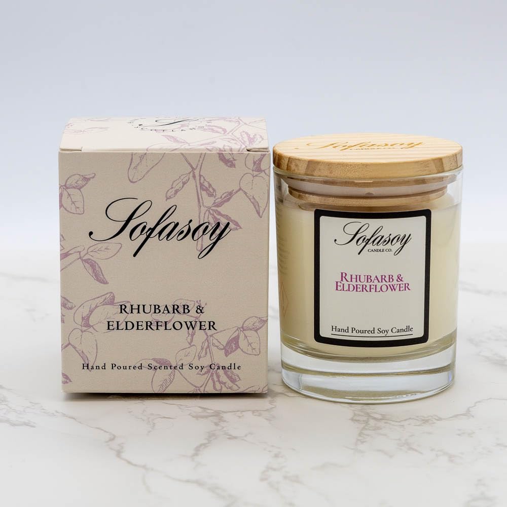 Rhubarb & Elderflower Glass Jar Candle