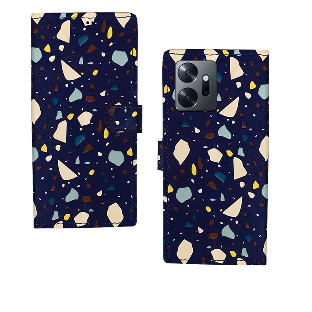 InkTree Infinix Zero 20 Flip Case | Premium Leather Finish Flip Cover |Designer Printed Flip Cover for Infinix Zero 20 - Blue Cubes
