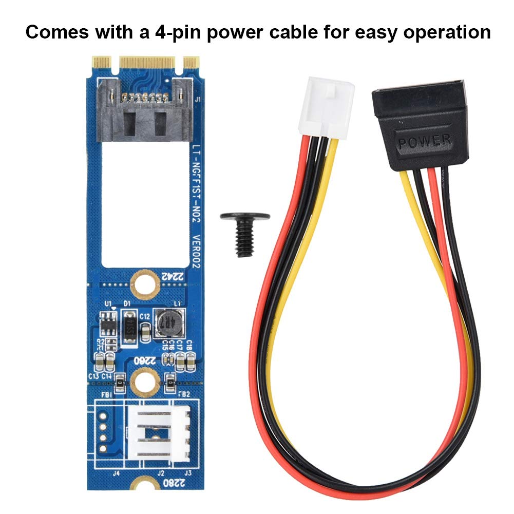 M2 ZU SATA M.2 NGFF SATA na 7-pinowy adapter SATA karta konwertera konwerter poziomy + kabel zasilający 4-pinowy