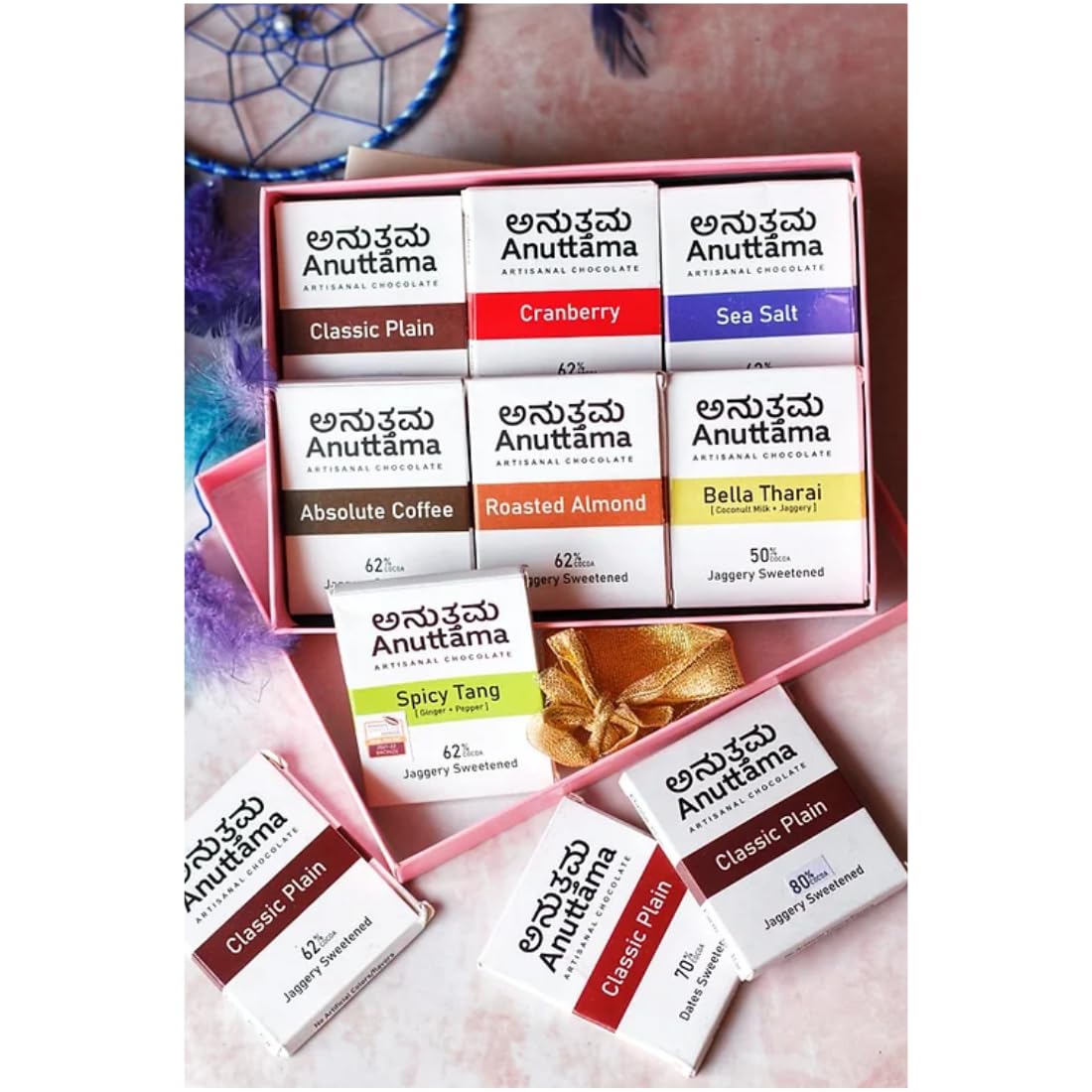 Mini Bars | Assorted Bar | Chocolate Gift Hamper | Classic Plain Cranberry Sea Salt Absolute Coffee | Roasted Almond Bella Tharai | Chocolate Gift Box | Chocolate for Birthday (20g X 6)