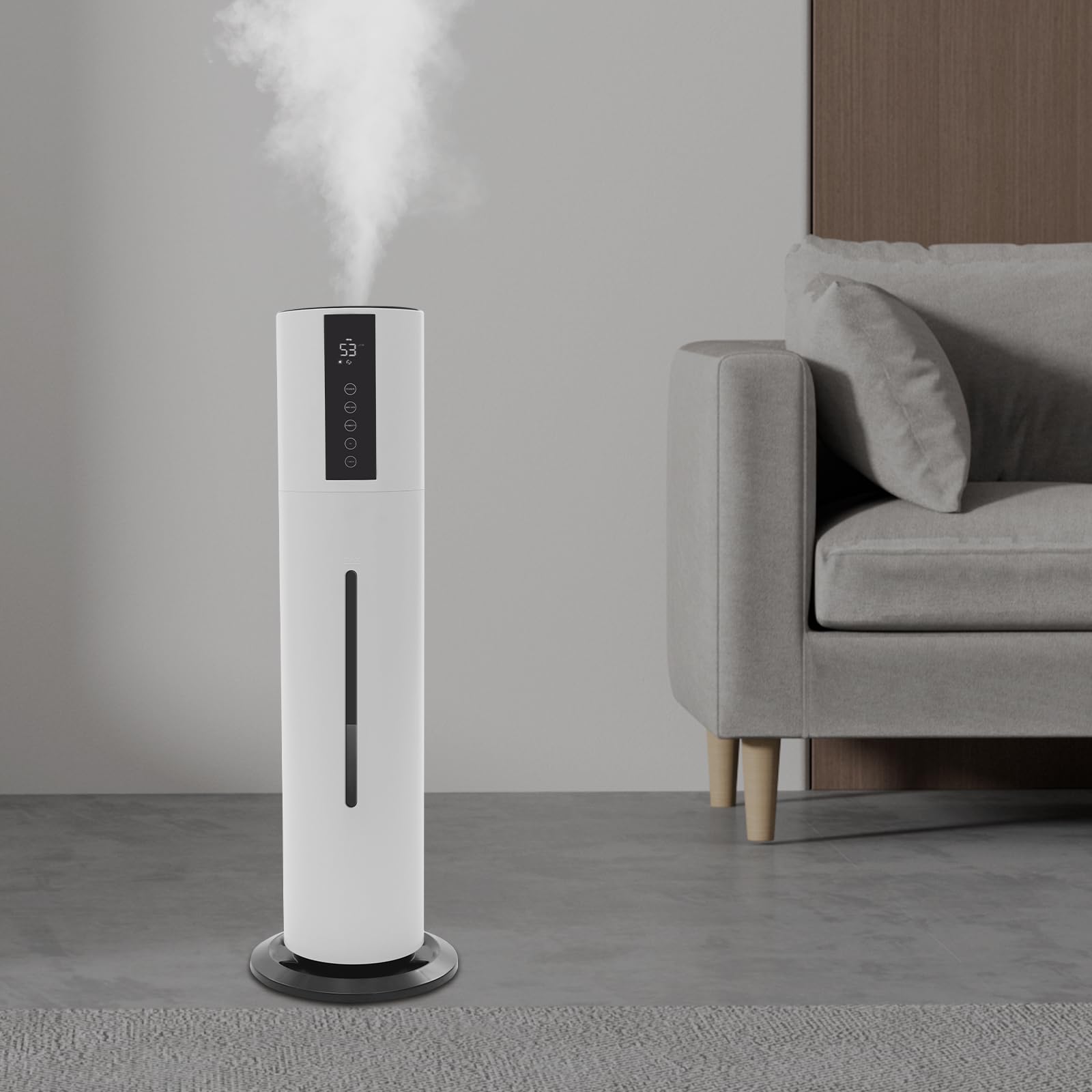 Humidificador grande para el dormitorio, humidificador de 28 W y 8 L con funciones de esterilización, volumen de niebla ajustable en 3 niveles con indicador LED, apagado automático, temporizador y