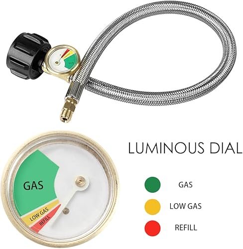 Miniatura 4 de Regulador de propano para caravana, 2 tanques, 2 etapas, regulador de propano LP de cambio automático para caravana, incluye calibre y 2 mangueras