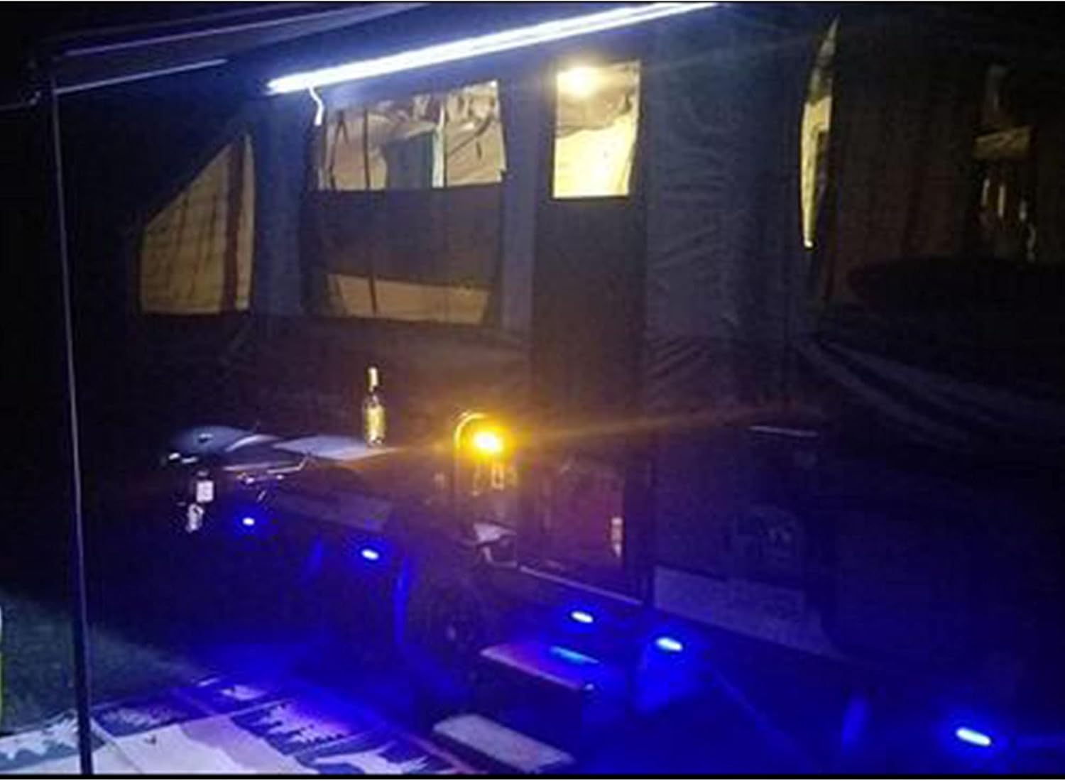 10Pcs Blue 4 LED Side Marker Lights Front Rear Interior Clearance Tail Light Warning Turn Indicators Underglow Wheel Rock Lamp for Auto Truck Trailer Tail Car RV Camper Boat ATV DC12V-24V