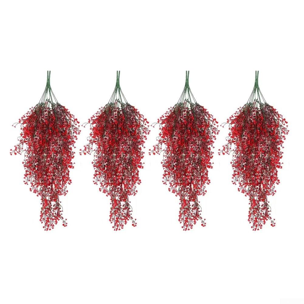 Vignes artificielles a suspendre de 0,8 m avec fleurs rouges pour balcon