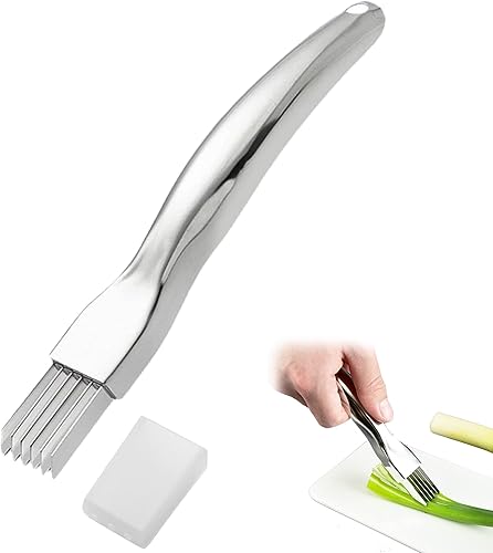 Cortador de cebolleta de cocina con cortador de cebolleta de acero inoxidable, cortador de cebolla verde, trituradora de ajo y herramienta de