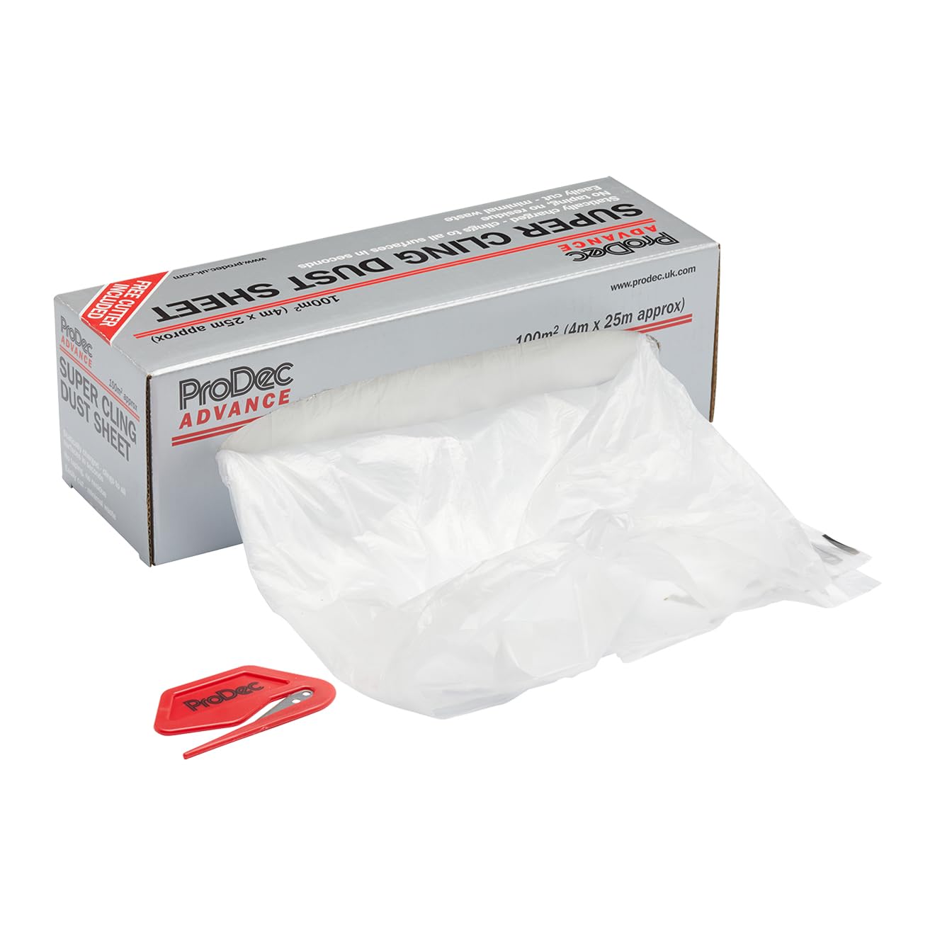 Prodec Advance 100 Sq M (4 M X 25 M) Super Cling Static Charged Dust Sheet Roll-No Taping Required 5019200293926