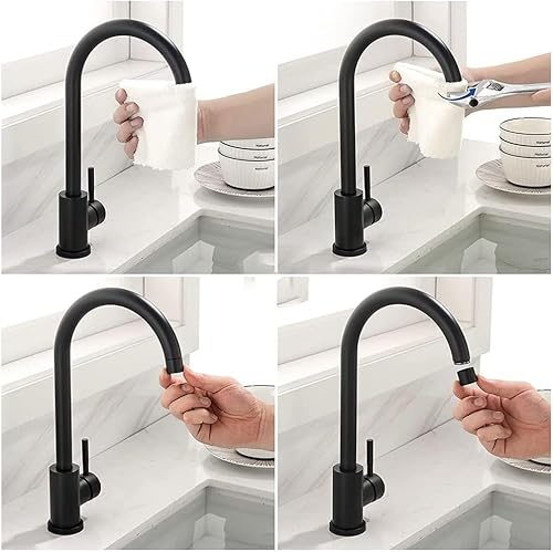 Kaltwasserhahn Küche Schwarz, Armatur Schwarz, Waschbecken Armaturen, Wasserhahn Kaltwasser Schwar, Einzelner kalter Wasserhahn, für Küche oder Bad, Armatur KücheHohem