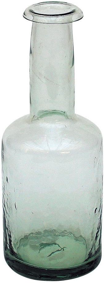 Time Concept Classical Glass Vessel, Narrow Neck - Handcrafted Recycled Jar (Slight Variation Per Product), Narrow Neck - Decorative Flower Vase, Home Centerpiece