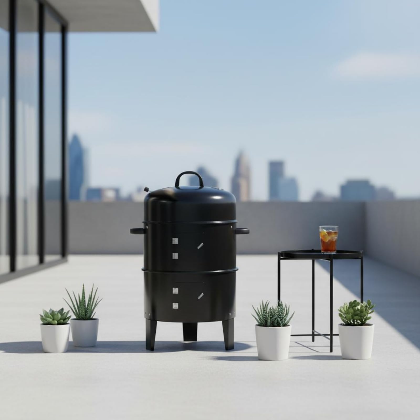 predolo Barbecue a Carbone 3 in 1 Griglia Forno Affumicatore con Controllo Della Temperatura Valvola d'Aria Regolabile Struttura Smontabile Finitura Elettroforetica Adatto a Feste Barbecue All’aperto
