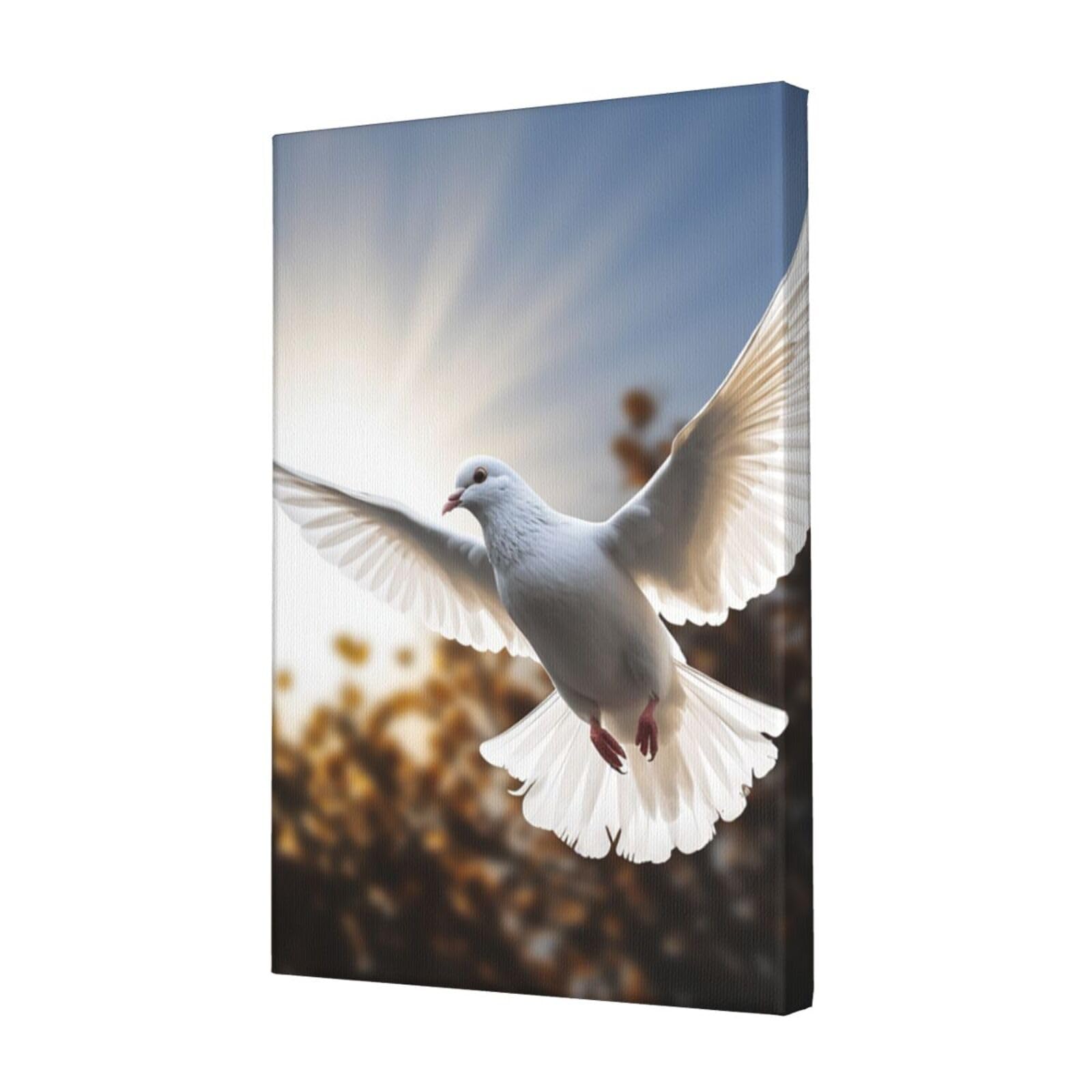 White dove flying in the sun Canvas Wall Art for Living Room Wall Decor 12"x18" Modern Artwork Painting Pictures Hanging Canvas Prints Aesthetic Wall Art for Bedroom Bathroom Office Wallart Decor