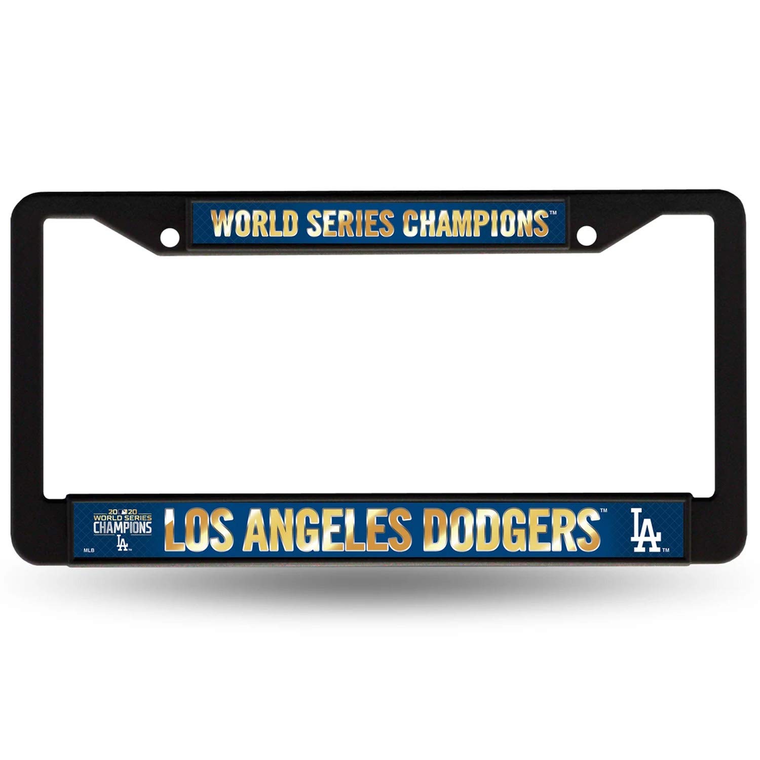 Rico 2020 Los Angeles “LA” Dodgers World Champions Black Plastic Frame, WS Baseball Fan License Plate