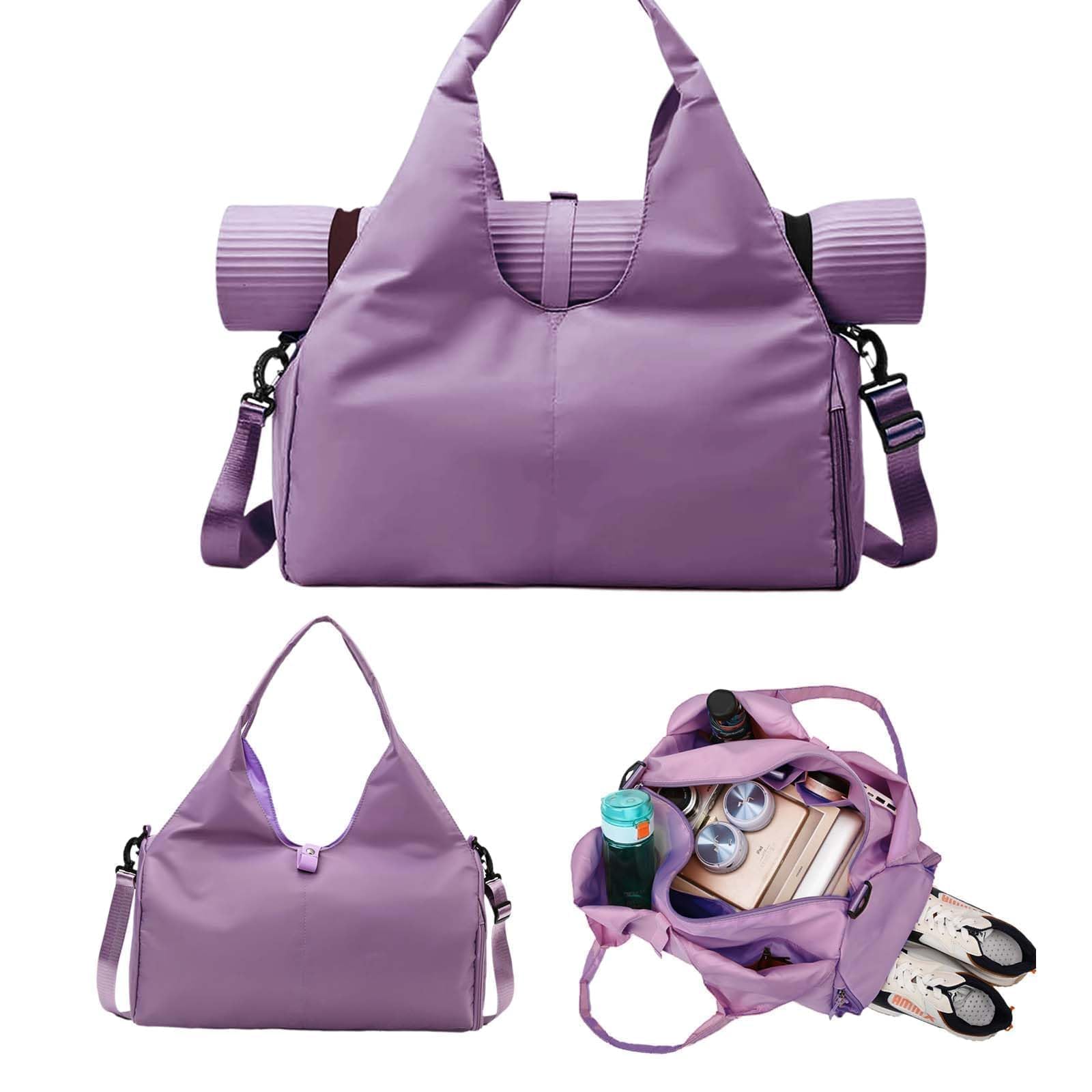 Gym Yoga Bag Borsa da yoga da donna, grande borsa da allenamento, borsa sportiva da viaggio, con supporto nascosto per tappetino da yoga e scomparto per scarpe, adatta per fitness, yoga,