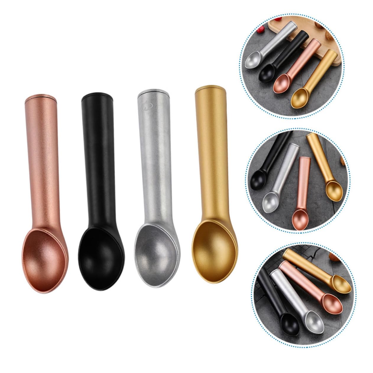 Cabilock Lot De 4 Cuillères À Glace En Aluminium Pour Un Service Facile Antiadhésives Pour La Maison Et Les Desserts