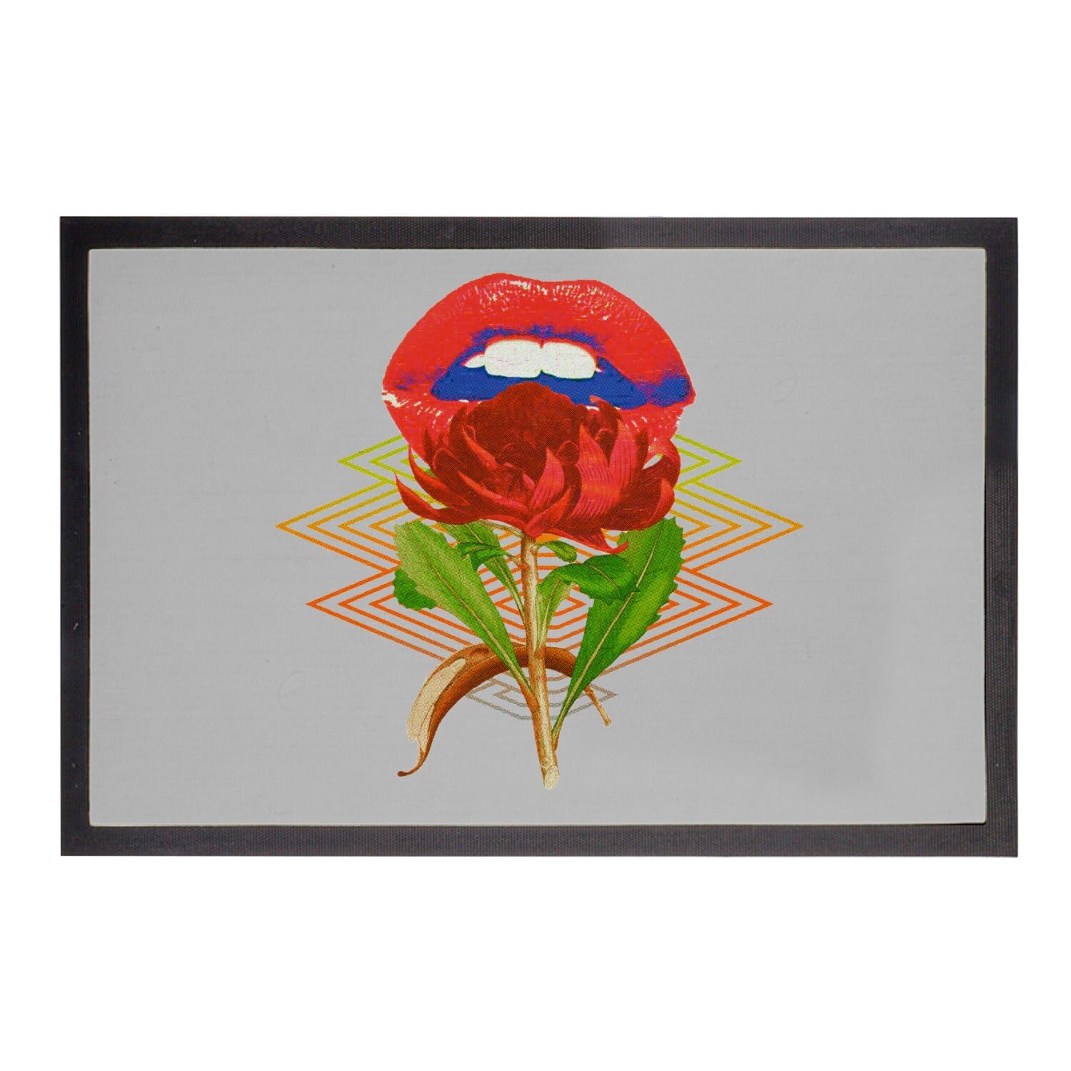 Paillasson Gris imprimé fleurs de qualité supérieure | Décoration d'entrée durable 60x40 cm