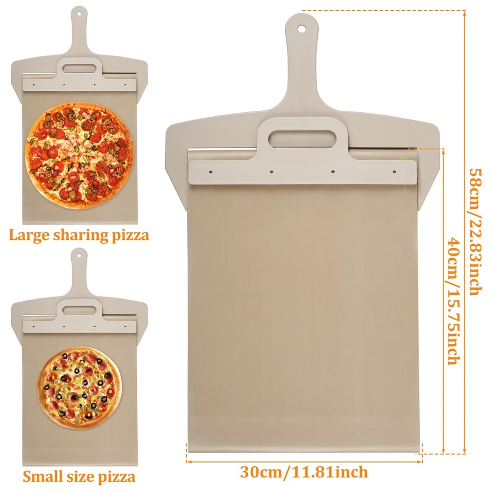 MRKU Pizzaschieber, Osmond Antihaft-Spatel, mit Teigschaber und Gleitplatte für den Backofen