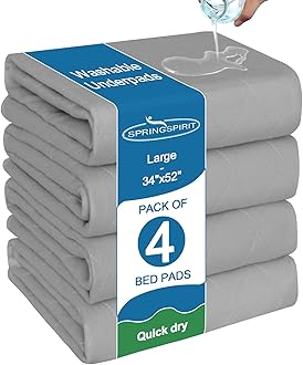 Bed Pads Washable Waterproof(4 Pack, 34 x 52), Washable and Reusable Anti Slip Incontinence Pee Pads for Adults, Elderly, Kids, Toddler and Pets, Grey