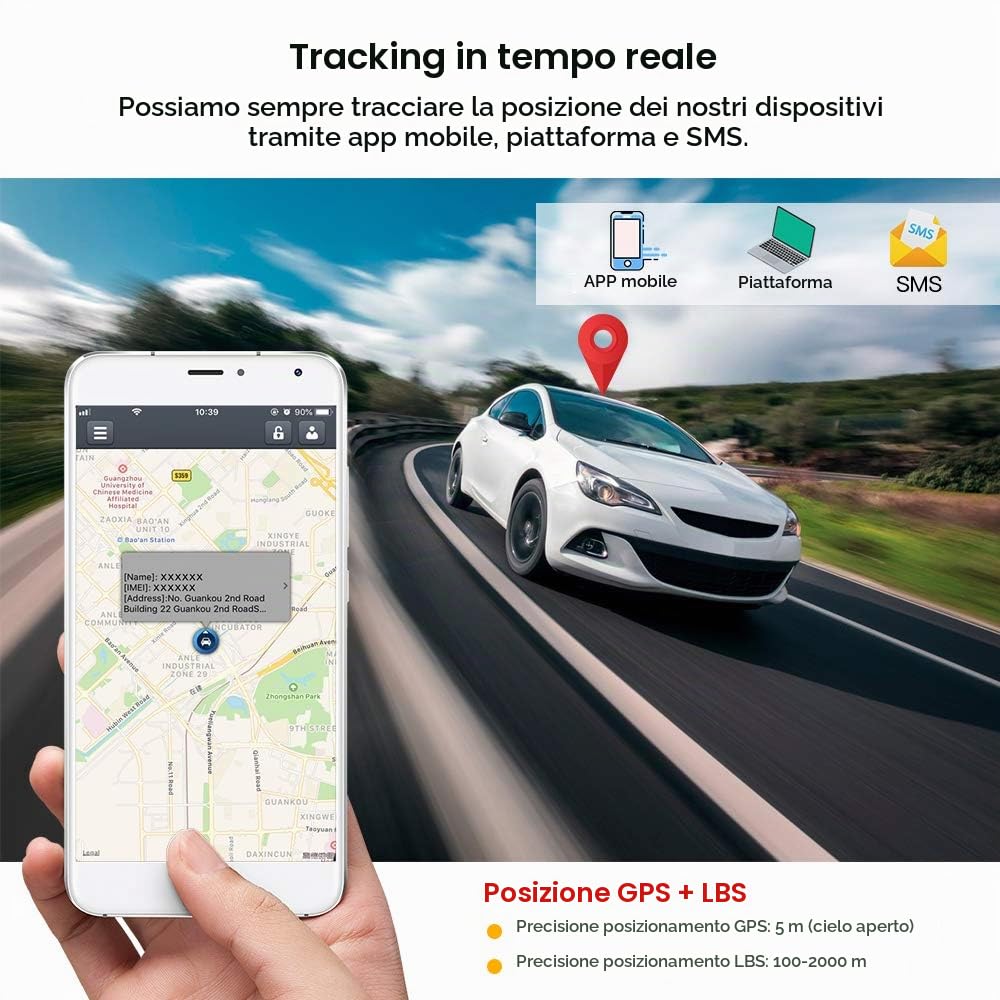 TKMARS Mini GPS Tracker Satellitare Localizzatore GPS Spia con App senza Abbonamento per Bambini Auto Moto Gatti, Magneti Incorporati, Tracking in Tempo Reale TK901