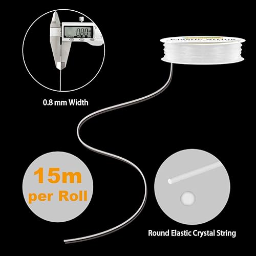 Miniatura 2 de EuTengHao Paquete de 10 cuerdas de cristal de 0.031 pulgadas (0.031 pulgadas), cordón elástico para pulseras y joyas (10 colores, 59.9 pies)