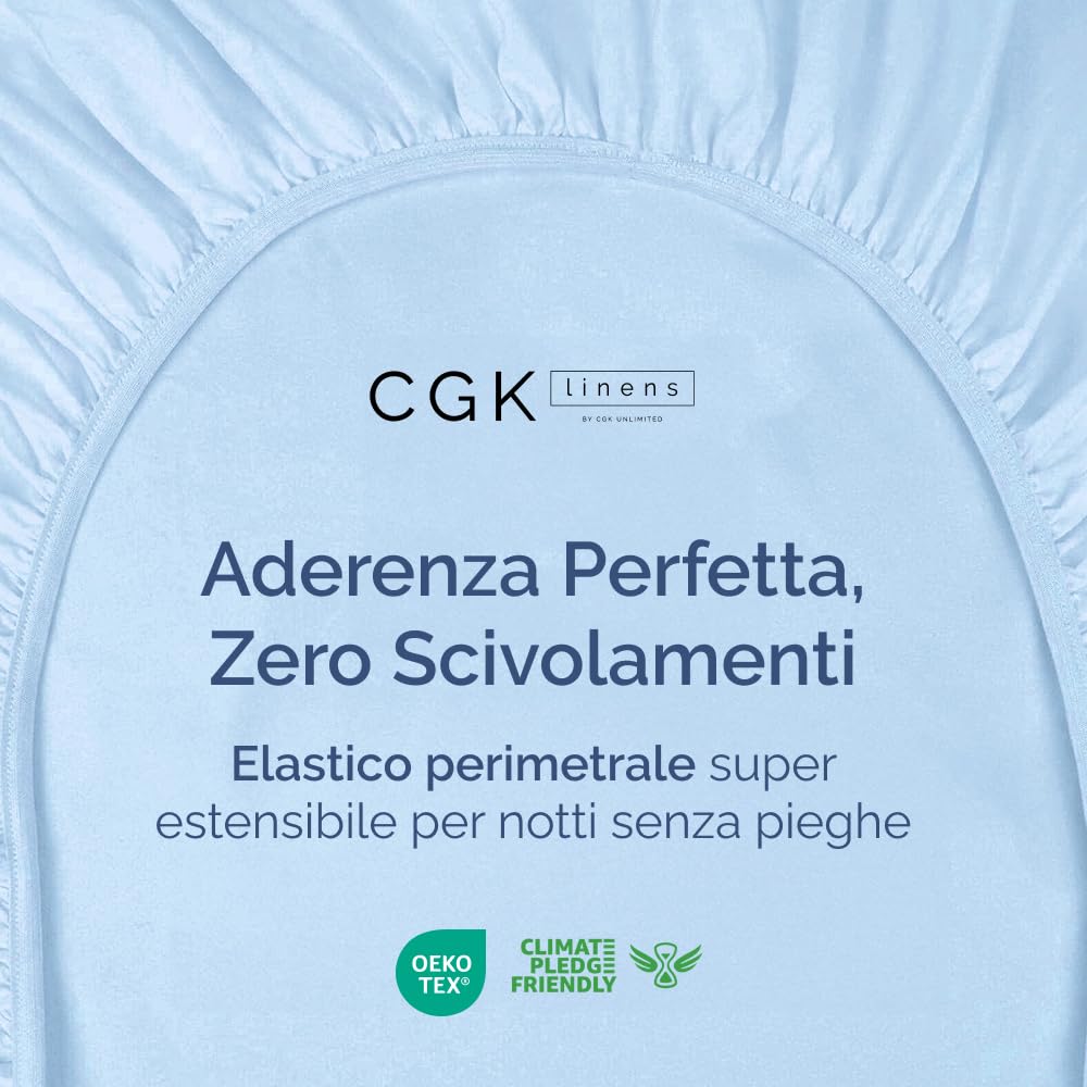 Lenzuolo con angoli 100x200 Azzurro, profondità 30 cm - Lussuoso lenzuolo con angoli - Per materassi fino a 30 cm (12") di altezza - Morbido, senza pieghe e traspirante - 100x200 - singola