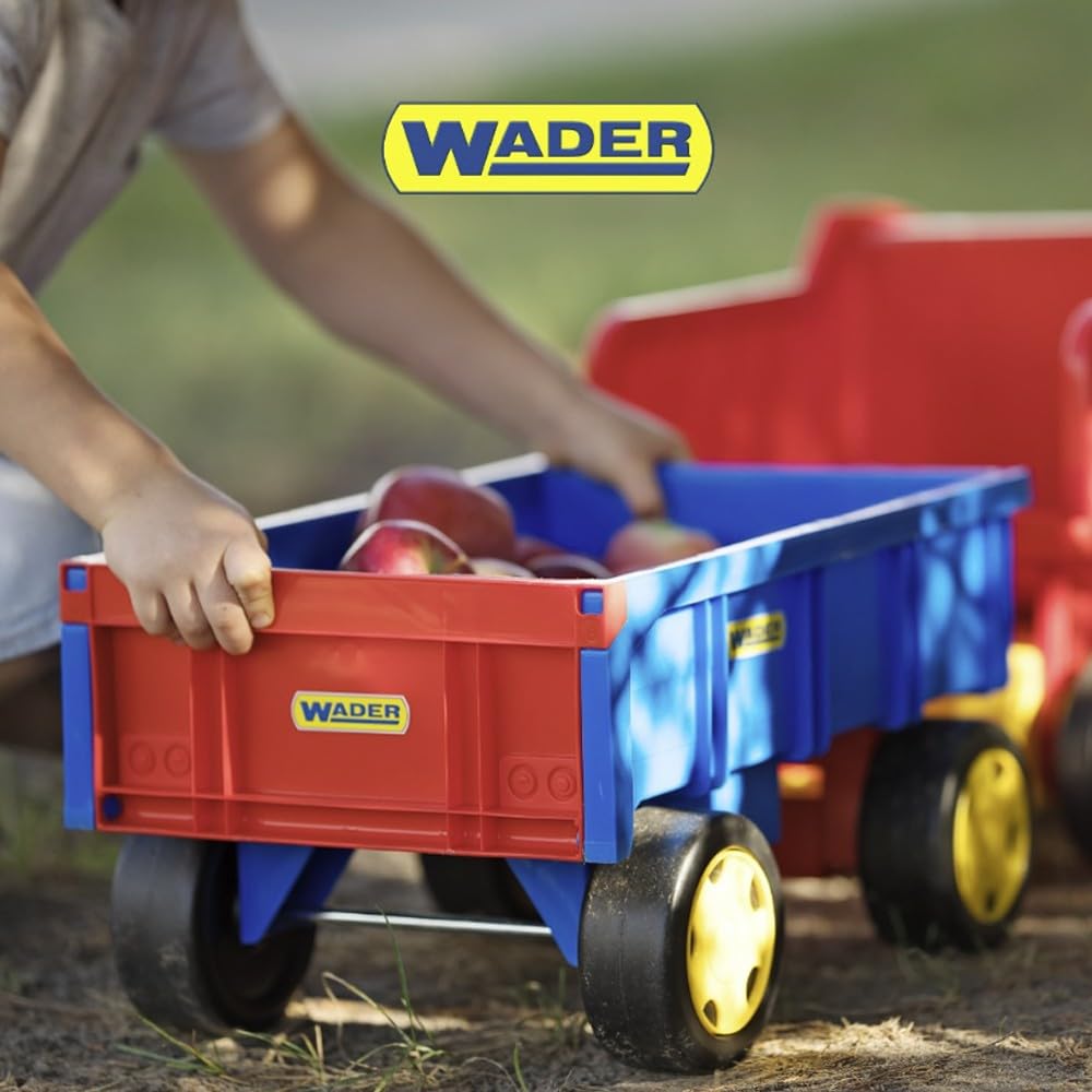 Wader 10950 - Carretilla de Mano Gigante con robustos Ejes de Acero, Capacidad de Carga hasta 60 kg, tamaño Aprox. 95 cm, para niños a Partir de 12 Meses, Juegos creativos