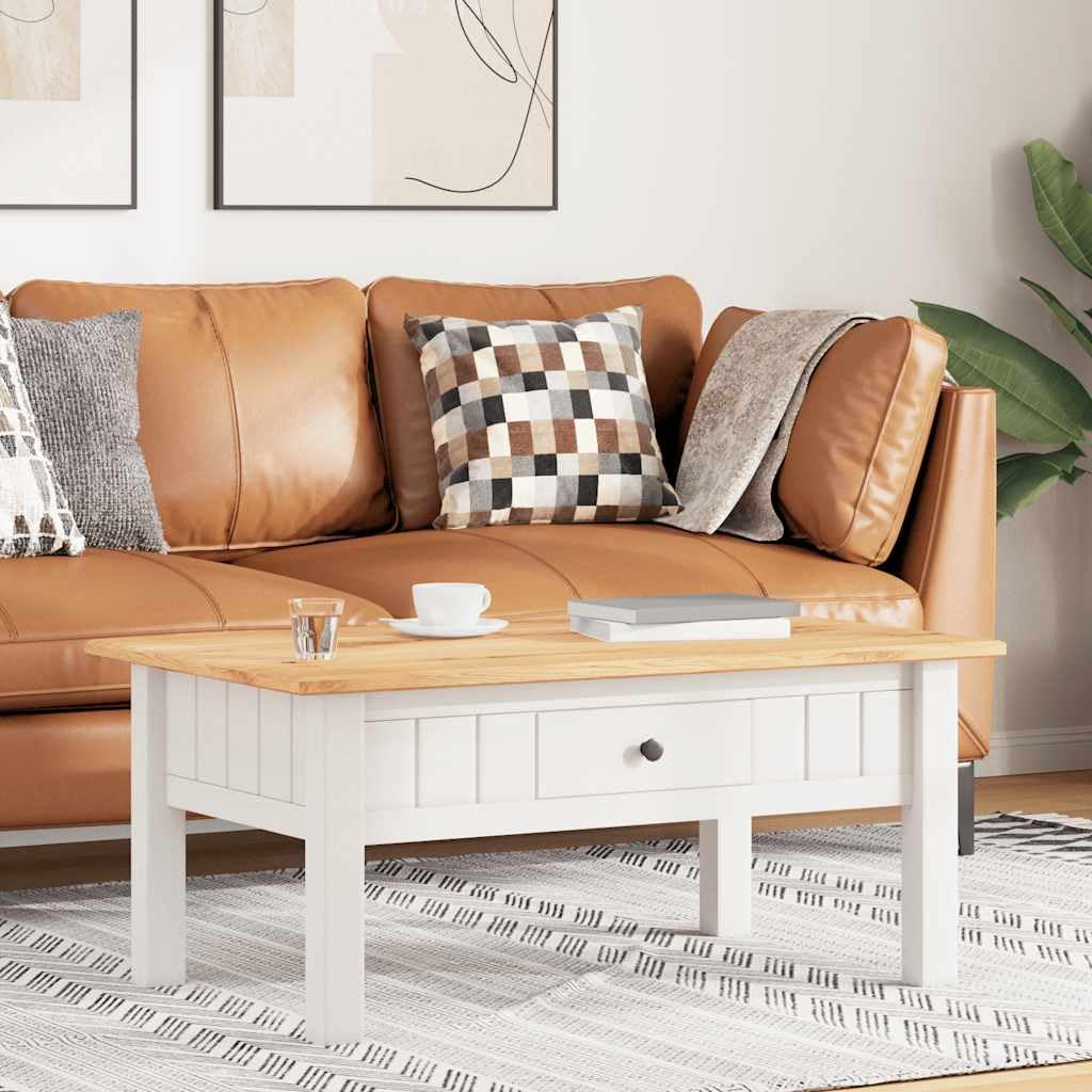 vidaXL Mesa Centro Madera de Pino Estilo Panamá Mobiliario Duradera Robusta Resistente Práctica Funcional Elegante Moderna Útil Blanca 100x60x45cm