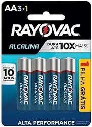 Pilha, Rayovac, Alcalina 208013, Azul, Aa, Pequena, Pacote de 4