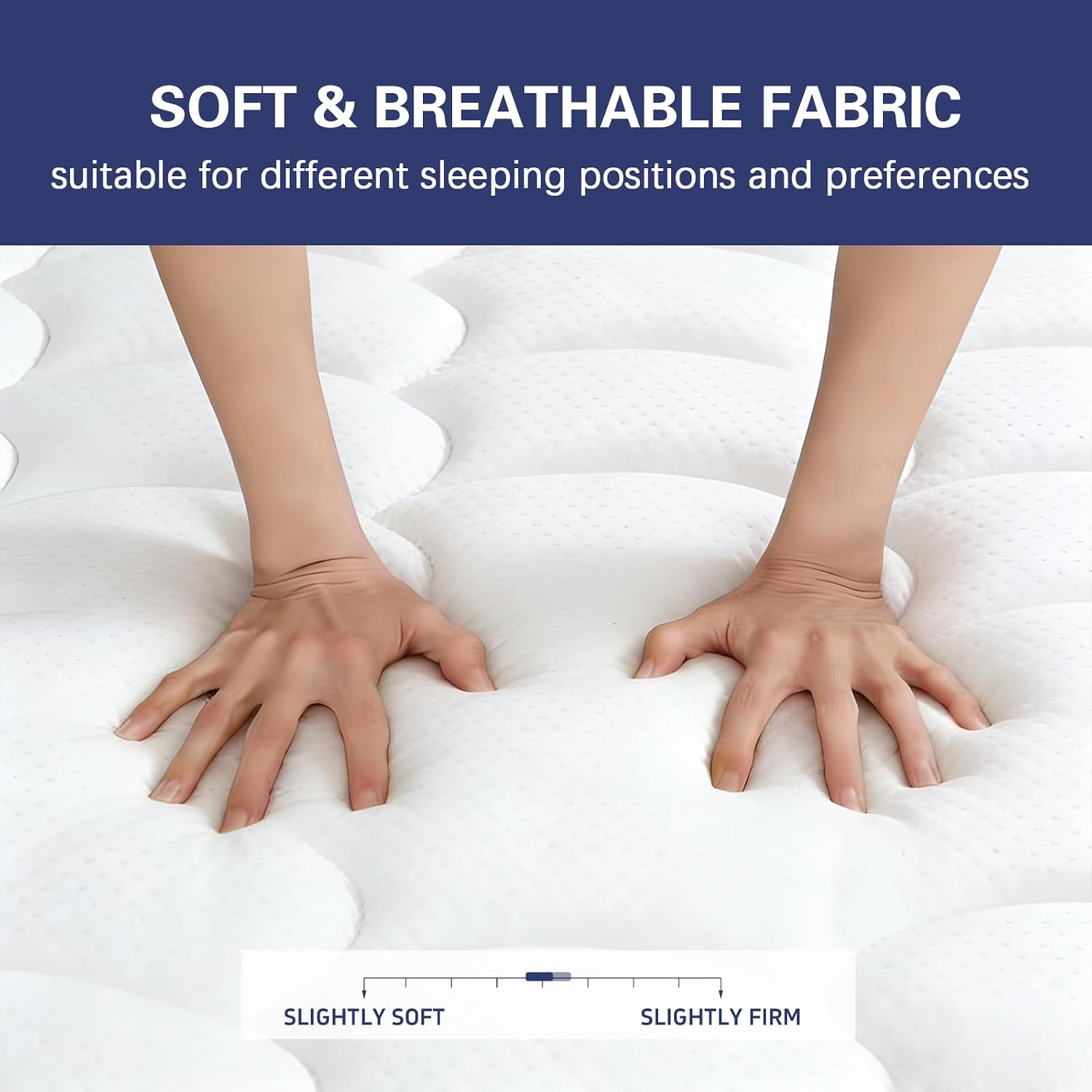 Gooo&Ma 14 Inch Hybrid Mattress in a Box, 7-Zone Support Pocketed Coils & Air Fiber Memory Foam for Pressure Relief, Medium Firm Cloud-Like Plush Hybrid Mattress, Motion Isolation Cool Sleep(King)