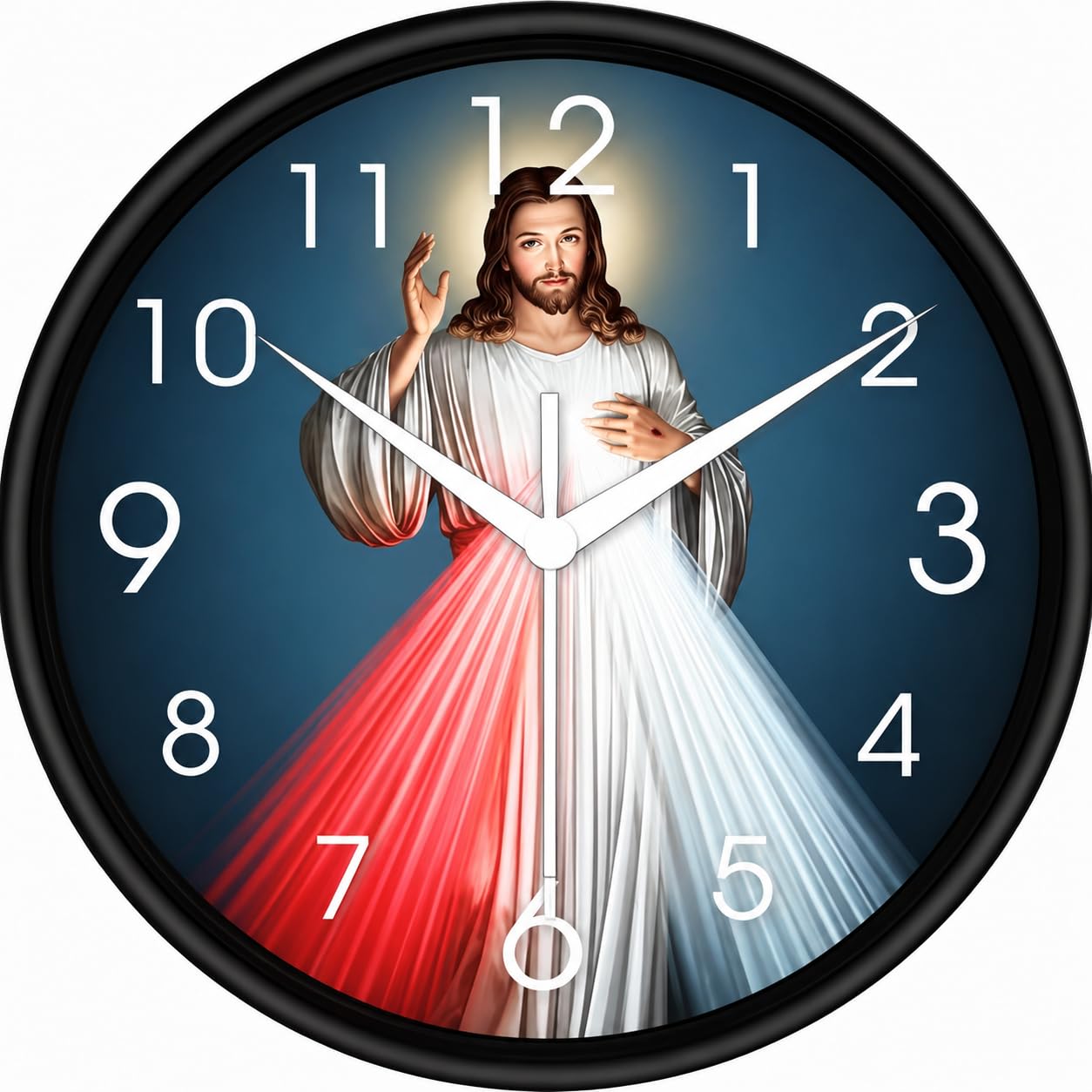 NILOY Divine Mercy Jesus Christ Design Wall Clock | 12-inch Silent Quartz Movement Decorative Wall Clock for Home, Living Room & Prayer Room | Religious Christian Wall Decor Analog Clock-image-46