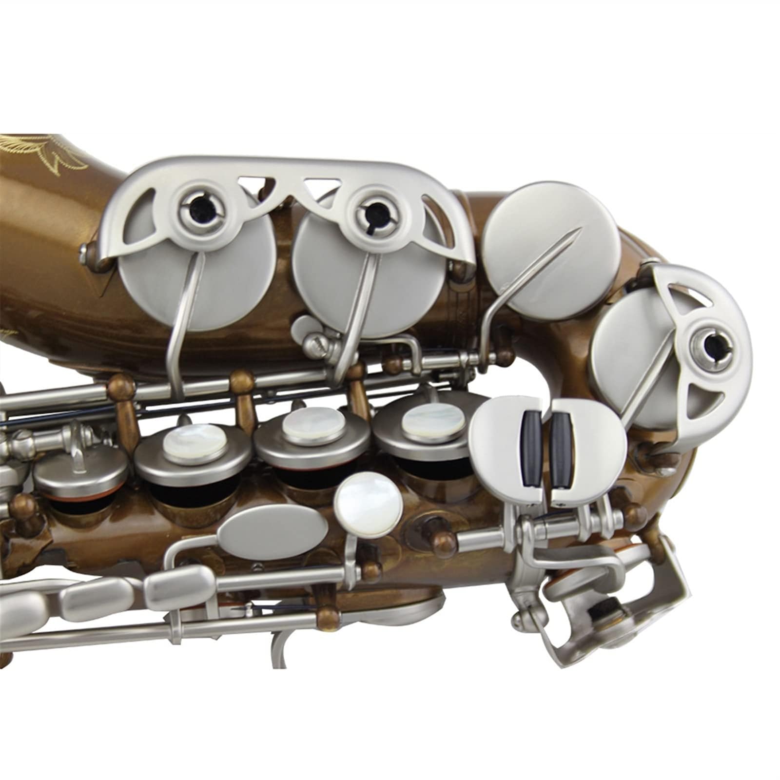 Sax Instruments Corpo in Nichel Antico Chiave placcata in Nichel Satinato Sassofono Soprano Curvo Sax