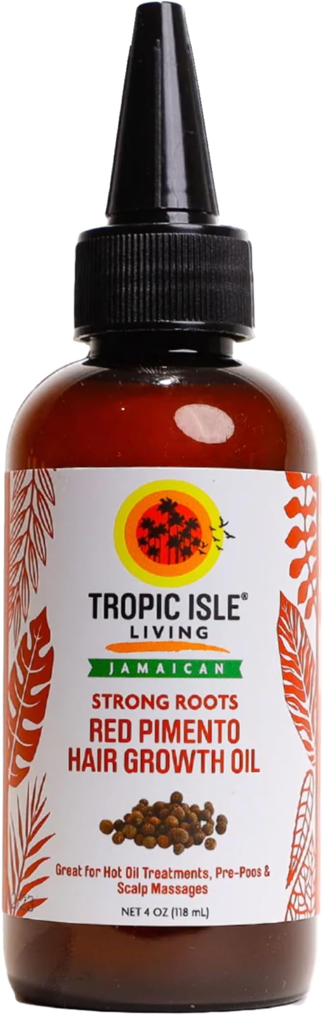 Strong Roots Red Pimento Hair Growth Oil 118ml - 100% natural Jamaican Black Castor Oil and Infused with Red Pimento for Cleanses the Scalp & Stimulates Hair Growth