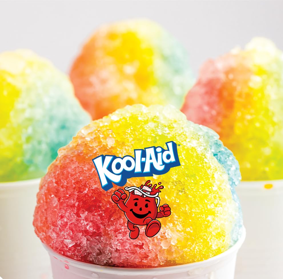 Image of Kool-Aid Deluxe Snow Cone Party Kit - 4 Reusable Snow Cone Cups, 4 Spoon Straws, Snow Cone Shaper, Colorful Confetti - Birthday Party or Summer Cookout Serving