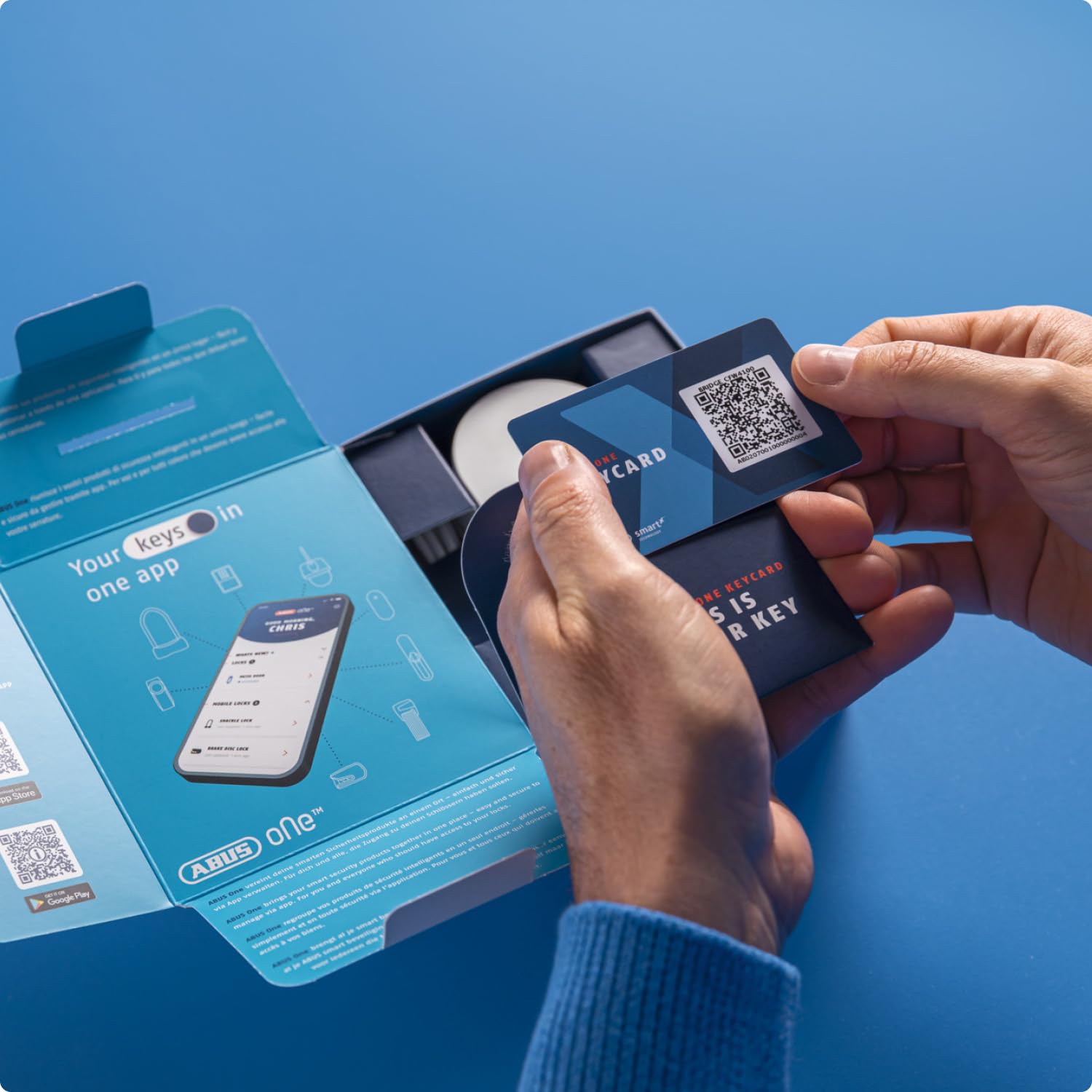ABUS WLAN-Bridge One – Smart Home Fernzugriff & Sprachsteuerung | Steuerung von ABUS One Schlössern per App - Zugriffsverwaltung, AES-128-Bit-Verschlüsselung, Keycard inklusive