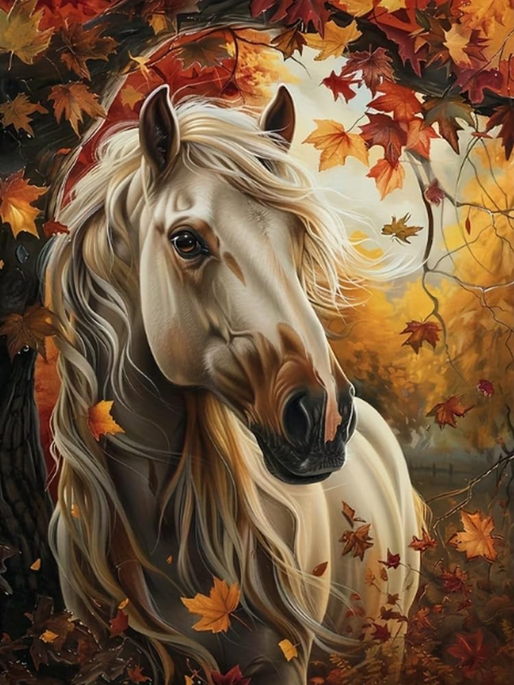 Brennora Embroidery Cross-Stitch Kits for Adults Beginners Pre Printed Cross Stitch Kit White Horse 11CT Needlework Arts and Crafts for Home Decor 16x20 inch