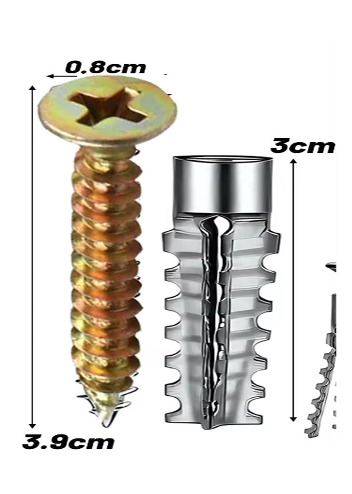 Anclaje Pared Expansión de metal autorroscante 6/8 mm | Kit de enchufes de anclajes de pared for tornillos de sujeción de placas de yeso huecas de hormigón(8mm,100pcs)